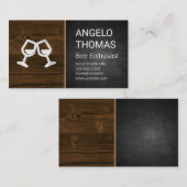Cheers Glasses | Dunkle Textur | Holzkörner Visitenkarte (Vorne/Hinten)