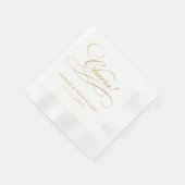 Cheers Gold Calligraphy Custom Wedding Serviette (Ecke)
