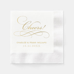 Cheers Gold Calligraphy Custom Wedding Serviette