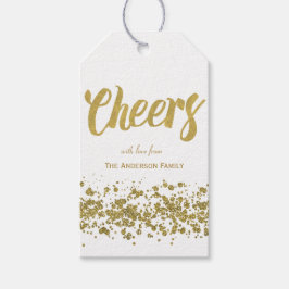Cheers gold Glitzer Geschenketiketten Geschenkanhänger