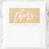 Cheers Gold Glitzer Mini Wine Mini Champagne Label Rechteckiger Aufkleber (Tasche)