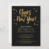 Cheers Gold Glitzer New Year Party Einladung (Vorderseite)
