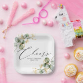 Cheers Gold Greenery Wedding Pappteller (Party)