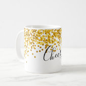 Cheers Gold Polka Dot Confetti Tasse (Vorderseite Links)
