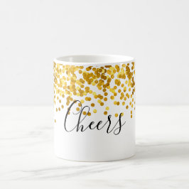 Cheers Gold Polka Dot Confetti Tasse