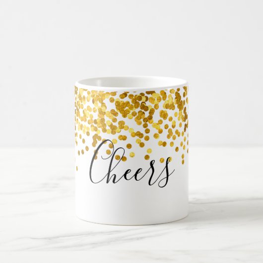 Cheers Gold Polka Dot Confetti Tasse (Mittel)