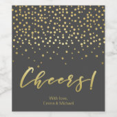 Cheers - Gold Script & Confetti Weinetikett (Einzelnes Label)