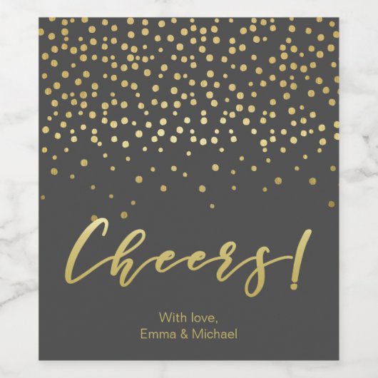 Cheers - Gold Script & Confetti Weinetikett (Einzelnes Label)
