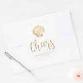 Cheers Gold White Coastal Beach Hochzeit Runder Aufkleber (Umschlag)