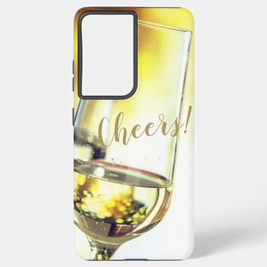 Cheers Golden Bokeh Weißes Weinglas Samsung Galaxy Hülle (Rückseite)