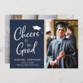 Cheers Grad 2 Foto Blue Abschluss Ankündigung (Vorne/Hinten)