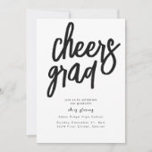 Cheers Grad Party Schwarz und Weiß Einladung (Vorderseite)