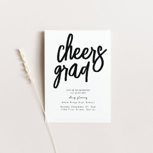 Cheers Grad Party Schwarz und Weiß Einladung