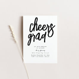 Cheers Grad Party Schwarz und Weiß Einladung