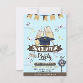 Cheers Graduation Party Class of 2026 Invitation Einladung
