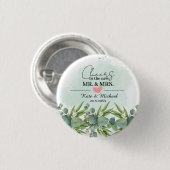 Cheers Greenery Eucalyptus Botanischer HochzeitsHi Button (Vorne & Hinten)