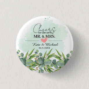 Cheers Greenery Eucalyptus Botanischer HochzeitsHi Button