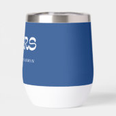 Cheers Groovy French Blue Typografy Names Wedding (Rückseite)