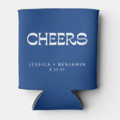 Cheers Groovy French Blue Typografy Names Wedding Dosenkühler (Vorderseite)