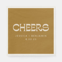 Cheers Groovy Gold Typografy Names Wedding