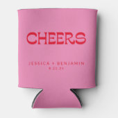 Cheers Groovy Pink Red Typografy Names Wedding Dosenkühler (Vorderseite)