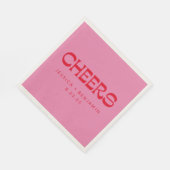 Cheers Groovy Pink Red Typografy Names Wedding Serviette (Ecke)