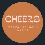 Cheers Groovy Terracotta Individuellen Namens Wedd Runder Aufkleber<br><div class="desc">Personalisiert Cheers Groovy Pink und Terracotta Typografy Individuellen Namen Wedding Classic Round Sticker</div>