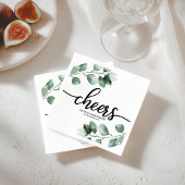 Cheers - Grüne Eukalyptus Calligraphy Wedding Serviette