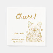 Cheers Hand Drawn Funny Dog Simple Wedding Serviette (Vorderseite)