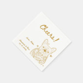Cheers Hand Drawn Funny Dog Simple Wedding Serviette (Ecke)