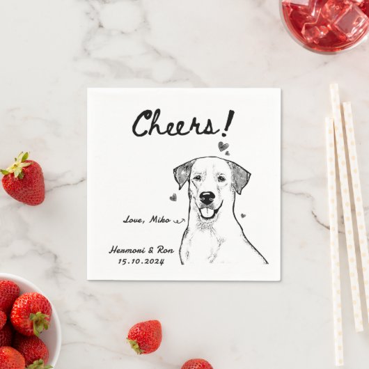 Cheers Hand Drawn Funny Dog Simple Wedding Serviette (Beispiel)