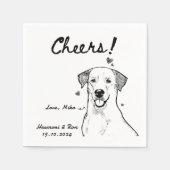 Cheers Hand Drawn Funny Dog Simple Wedding Serviette (Vorderseite)