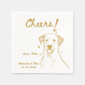 Cheers Hand Drawn Funny Dog Simple Wedding Serviette (Vorderseite)