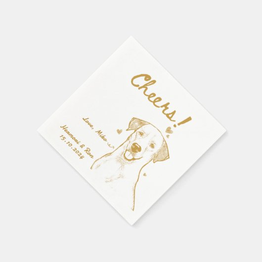 Cheers Hand Drawn Funny Dog Simple Wedding Serviette (Ecke)
