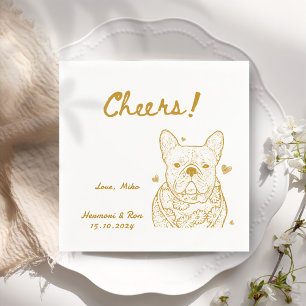 Cheers Hand Drawn Funny Dog Simple Wedding Serviette
