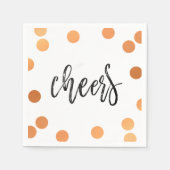 CHEERS HAND LETTERED SCRIPT Black Kupfer Konfetti Serviette (Vorderseite)