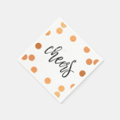 CHEERS HAND LETTERED SCRIPT Black Kupfer Konfetti Serviette (Ecke)
