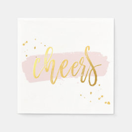 CHEERS HAND LETTERED SCRIPT Typ Gold Rosa Serviette