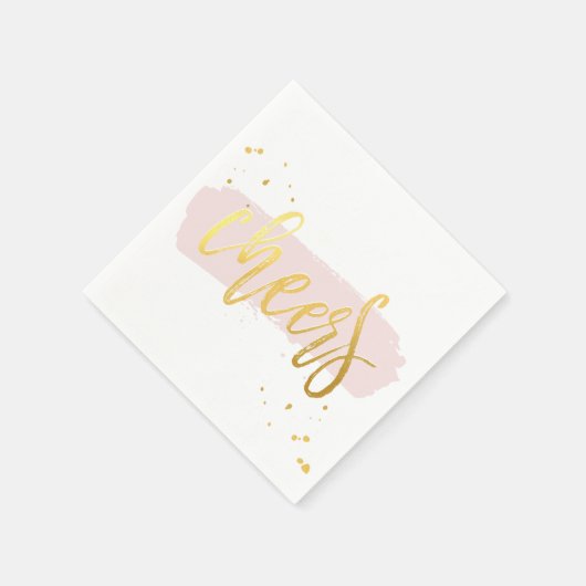 CHEERS HAND LETTERED SCRIPT Typ Gold Rosa Serviette (Ecke)