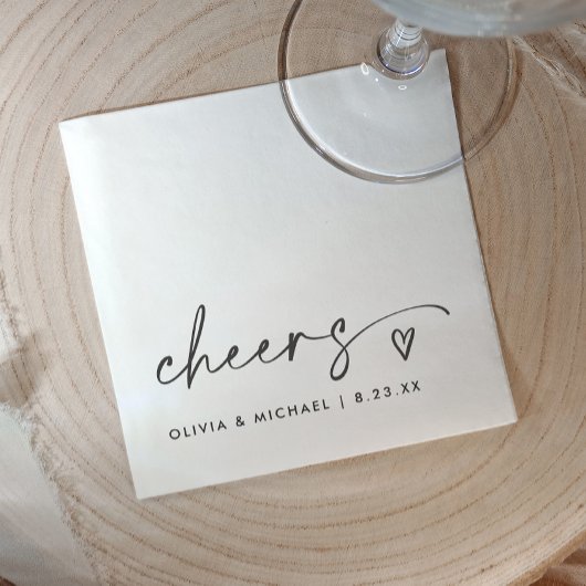 Cheers Handwriting & Heart Fun Wedding Serviette