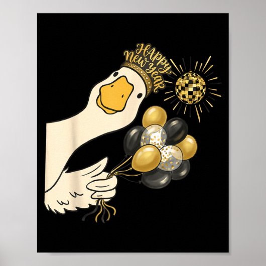 Cheers Happy New Year 2026 Goose With Balloon Disc Poster (Vorne)