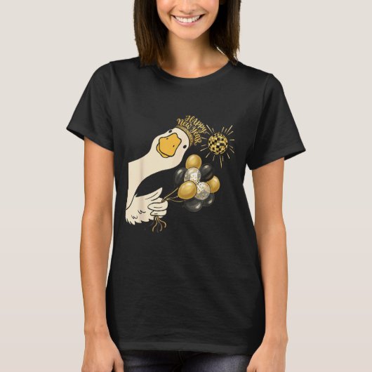 Cheers Happy New Year 2026 Goose With Balloon Disc T-Shirt (Vorderseite)