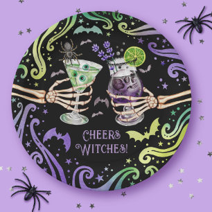 Cheers Hexes Halloween Cocktail Brillen Pappteller