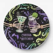 Cheers Hexes Halloween Cocktail Brillen Pappteller (Vorderseite)