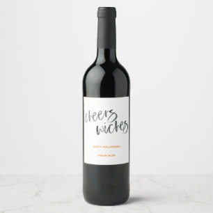 Cheers Hexes Watercolor-Skript Weinetikett