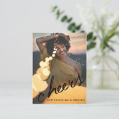 Cheers Holiday Modernes einfaches Foto Feiertagspostkarte (Stehend Vorderseite)