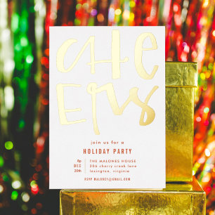 Cheers Holiday Party Gold Foil Einladung