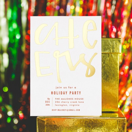 Cheers Holiday Party Gold Foil Einladung