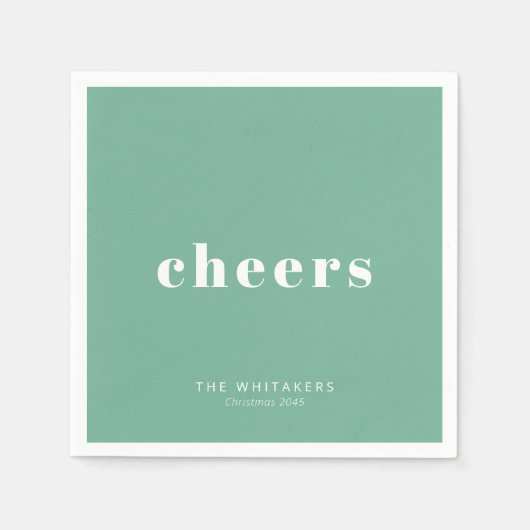 Cheers Holiday Party Personalized Name Typography Serviette (Vorderseite)