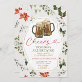 Cheers Holidays Brauen Weihnachts-Party Einladung (Vorne/Hinten)